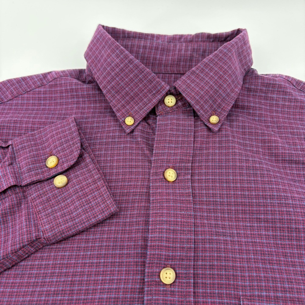 Lands' End Men's Tall Plaid Button Down Long Sleeve‎ Shirt Burgundy TALL M NEW